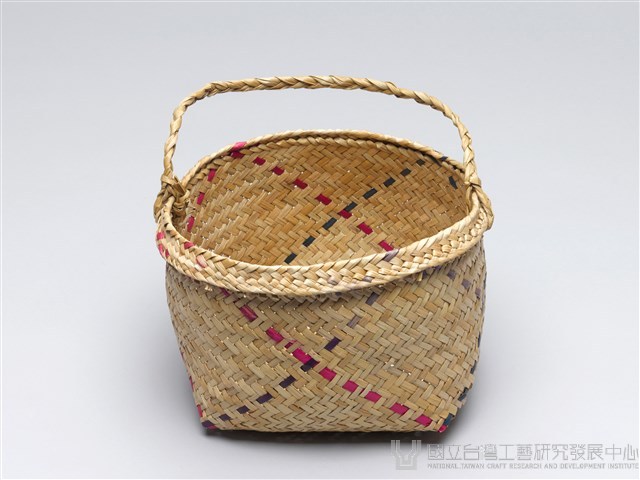 藺草提籃-圓型提籃(有色、中)藏品圖，第1張
