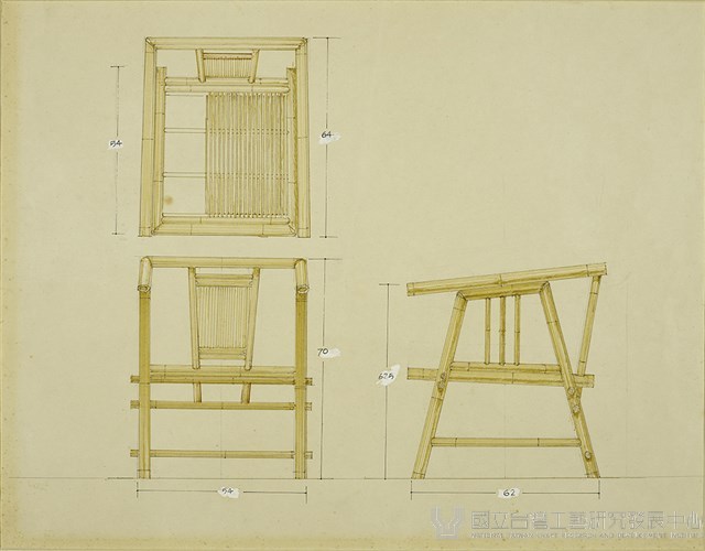 顏水龍竹家具手繪圖-客廳椅藏品圖，第1張