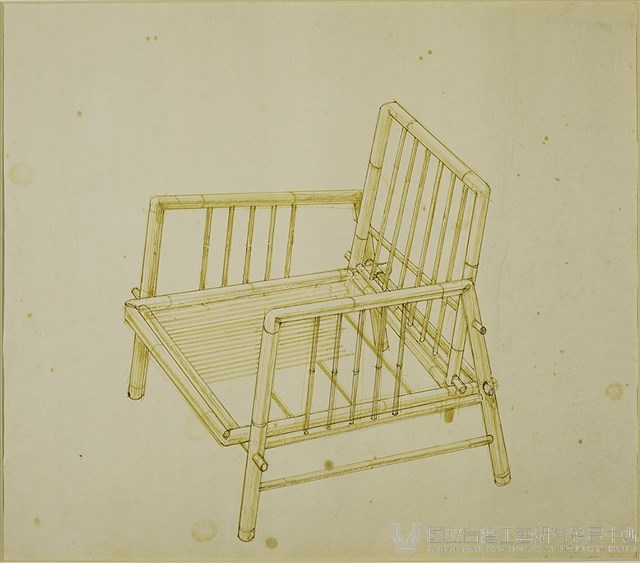 顏水龍竹家具手繪圖-客廳椅藏品圖，第1張