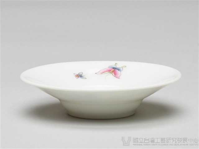 粉彩花蝶紋蛋形壺組-杯托藏品圖，第5張