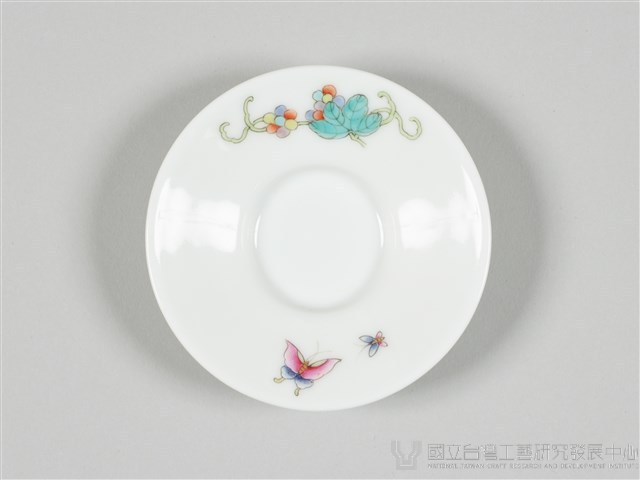 粉彩花蝶紋蛋形壺組-杯托藏品圖，第6張