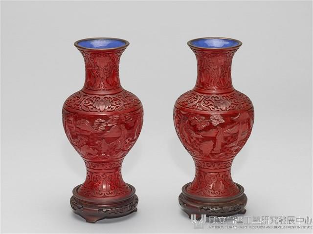 雕人物山水漆瓶藏品圖，第1張