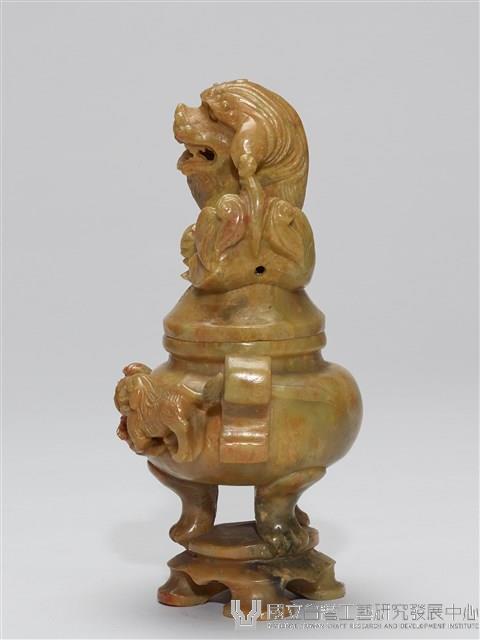 石獅青田石雕刻薰香爐藏品圖，第2張