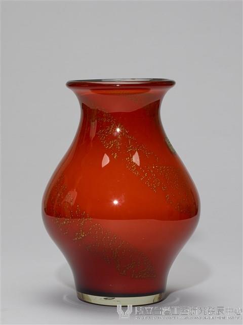 噴金沙雕七彩花紅琉璃花瓶藏品圖，第2張