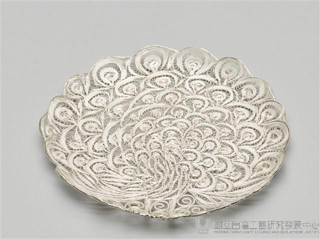 孔雀開屏銀絲盤藏品圖，第1張