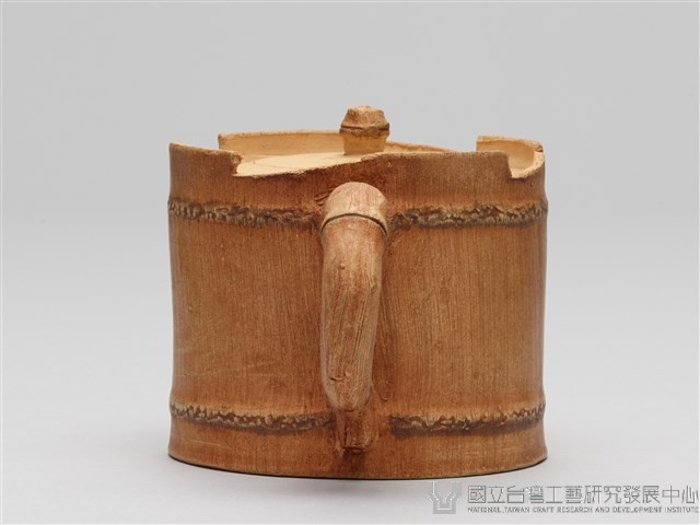 宜興陶仿竹茶具組-茶壺藏品圖，第3張