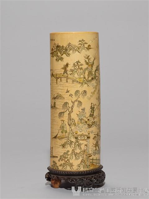 西遊記老象牙雕刻大筆筒藏品圖，第1張