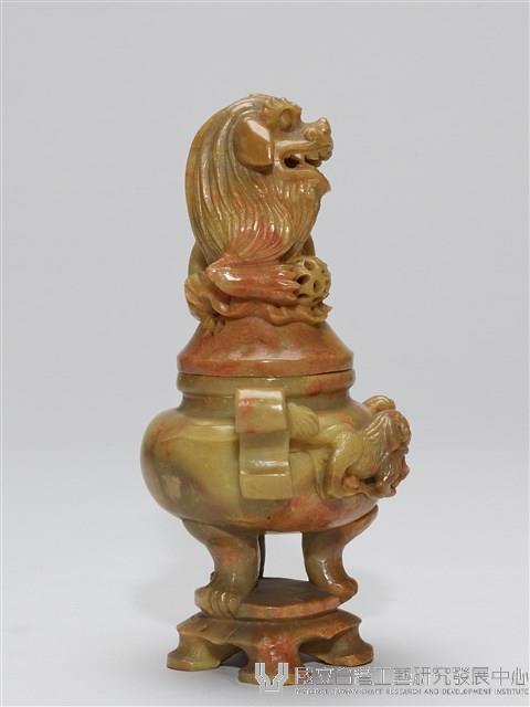 石獅青田石雕刻薰香爐藏品圖，第4張