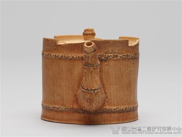 宜興陶仿竹茶具組-茶壺藏品圖，第5張