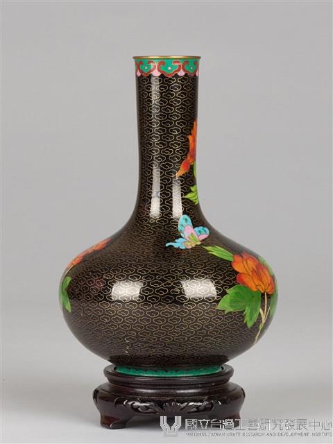 黑底牡丹花瓶-右粉紅牡丹藏品圖，第4張