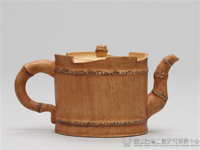 宜興陶仿竹茶具組-茶壺藏品圖，第4張