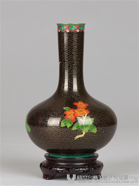 黑底牡丹花瓶-右粉紅牡丹藏品圖，第3張