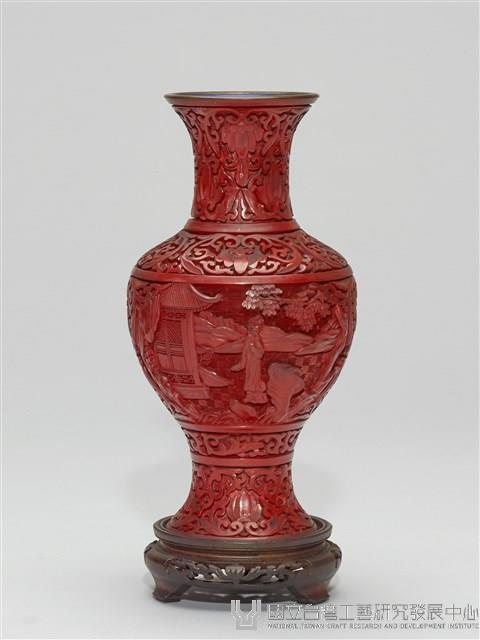 雕人物山水漆瓶藏品圖，第4張