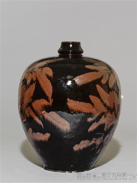 仿磁州窯黑釉鐵鏽花短頸小口瓶藏品圖，第2張