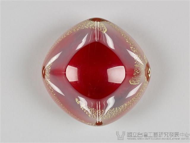 套金紅色琉璃煙灰缸藏品圖，第5張