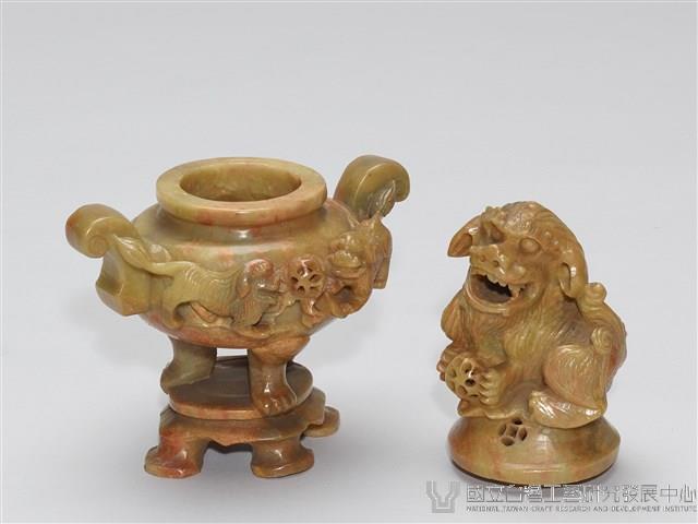 石獅青田石雕刻薰香爐藏品圖，第6張