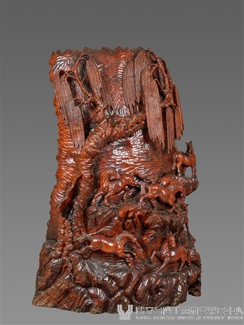 大型精雕楊柳及八駿馬木屏風-國立臺灣工藝研究發展中心-典藏網-藏品