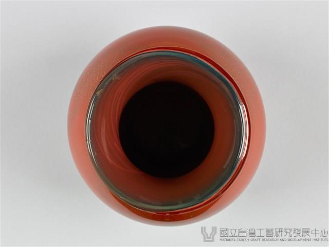 噴金沙雕七彩花紅琉璃花瓶藏品圖，第5張