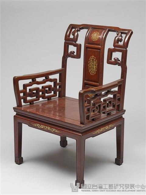 鑲龍吐珠鏍鈿古董家具-椅子（扶手）藏品圖，第1張