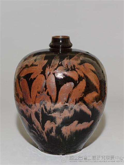 仿磁州窯黑釉鐵鏽花短頸小口瓶藏品圖，第5張