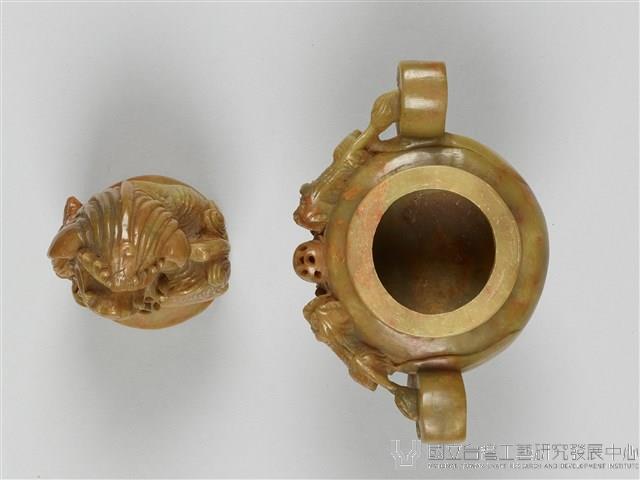 石獅青田石雕刻薰香爐藏品圖，第8張