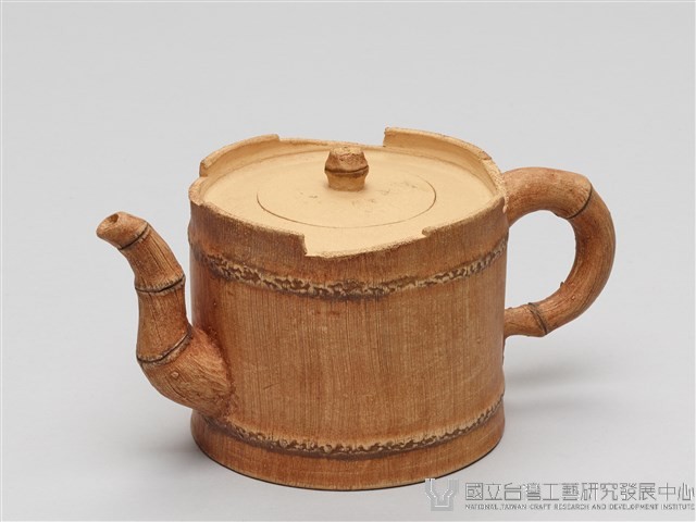 宜興陶仿竹茶具組-茶壺藏品圖，第1張