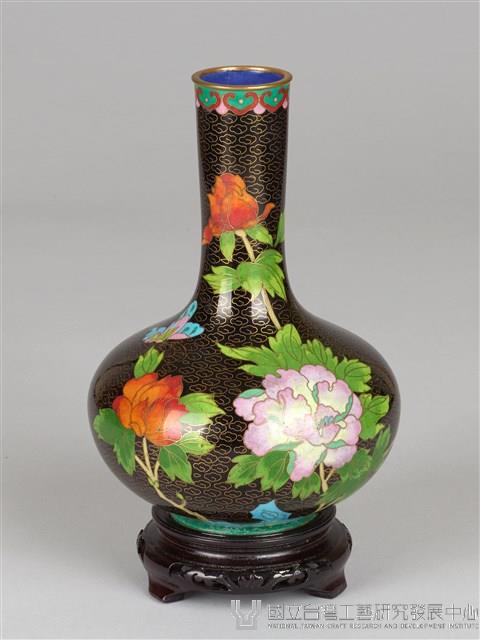 黑底牡丹花瓶-右粉紅牡丹藏品圖，第5張