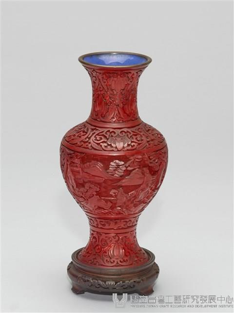 雕人物山水漆瓶藏品圖，第1張