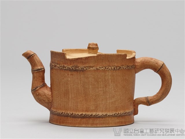 宜興陶仿竹茶具組-茶壺藏品圖，第2張