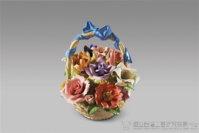 圓形竹籃與花藏品圖，第1張