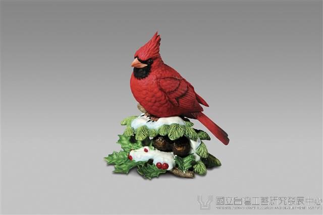 單鳥佇立系列：紅雀/雪樹立藏品圖，第1張