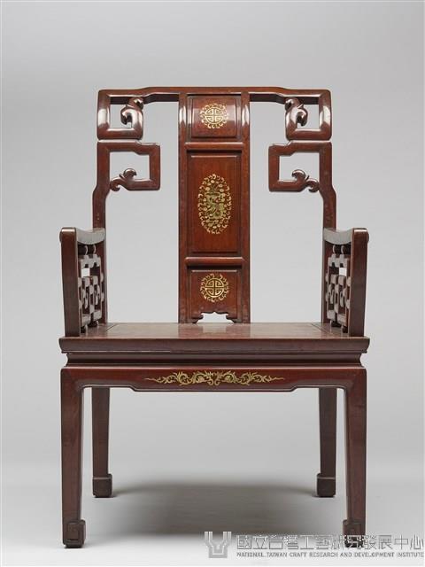 鑲龍吐珠鏍鈿古董家具-椅子（扶手）藏品圖，第2張
