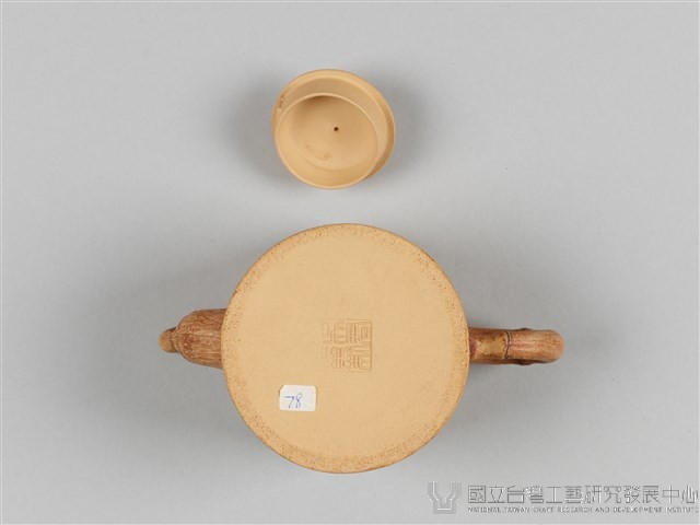 宜興陶仿竹茶具組-茶壺藏品圖，第9張