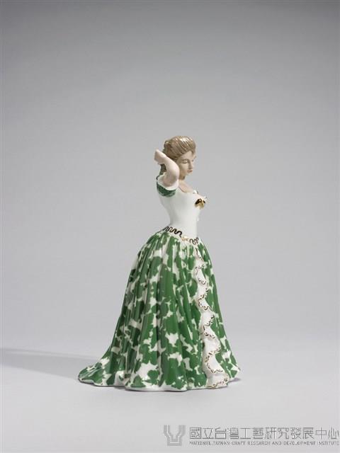 仕女系列（綠色滾金邊花裙）藏品圖，第3張