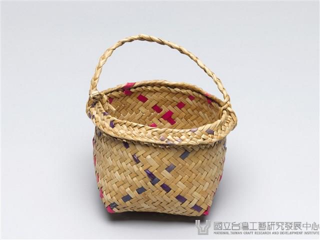 藺草提籃-圓型提籃(有色、小)藏品圖，第1張