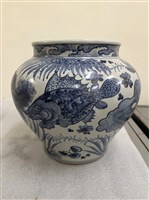 仿元青花蓮池魚藻紋罐(複製品)藏品圖，第1張