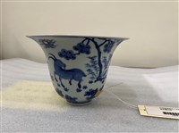 仿明嘉靖青花三羊開泰仰鐘式盌(複製品)藏品圖，第1張