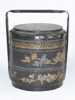 花鳥黑底鎏金三層謝籃藏品圖，第1張