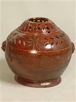 獅頭雙耳縷空烘爐藏品圖，第1張