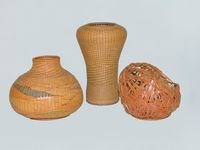 竹編花器(含六件)黃塗山竹編籃藏品圖，第1張