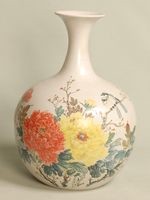 「白頭富貴」彩繪花瓶的圖片