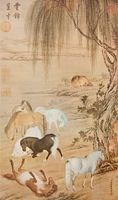 清 郎世寧 雲錦呈才(複製品)的圖片