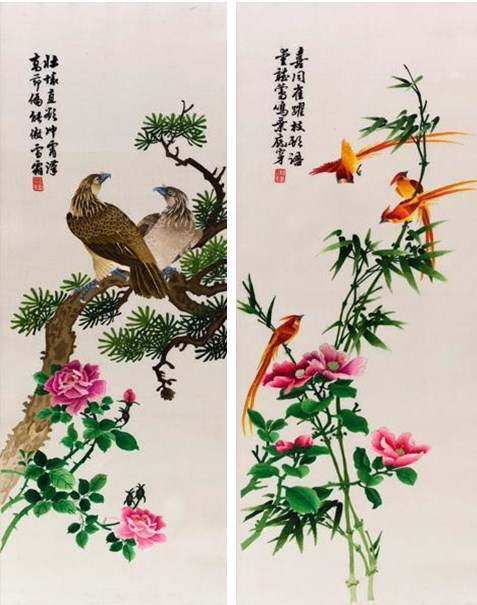 花鳥（湘繡）四屏的圖片