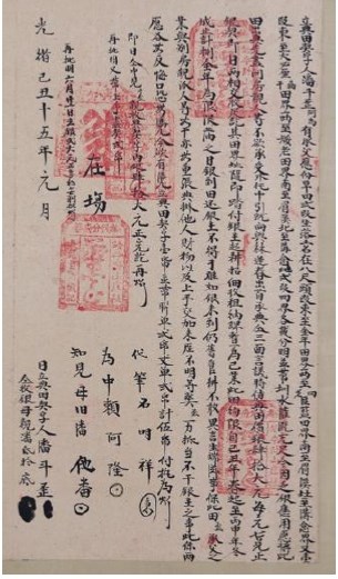 光緒15年潘斗歪阿為為八尺頭叚旱田貳叚立典田契
字的圖片