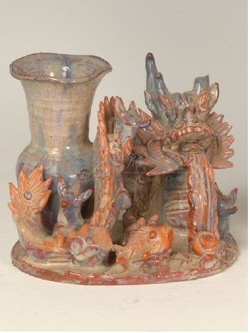 綠釉龍座花瓶藏品圖，第1張