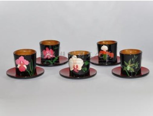 野花系列-蘭花系列漆器竹杯藏品圖，第1張