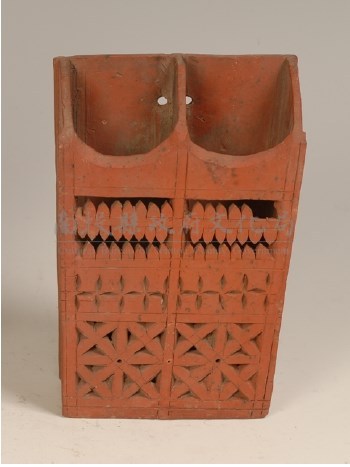紅陶鏤空雙格筷子籠藏品圖，第1張
