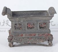 翹首鏤雕福祿壽錫薦盒藏品圖，第1張