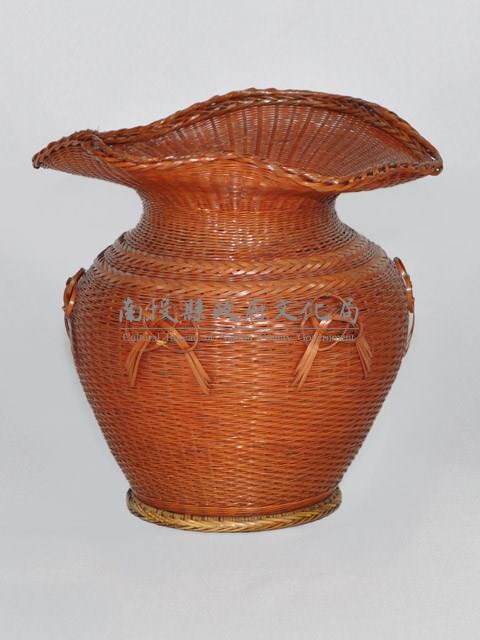 竹編闊嘴松葉紋花籃藏品圖，第1張