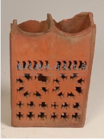 紅陶鏤空雙格筷子籠藏品圖，第1張